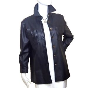 St. John Faux Leather Button-Up Jacket | XS | Made in USA | NWOT